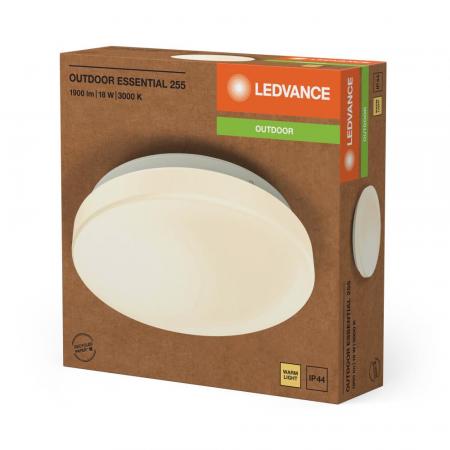 Ledvance Outdoor Deckenleuchte 255mm rund schlicht und in Weiß mit warmweißem Licht